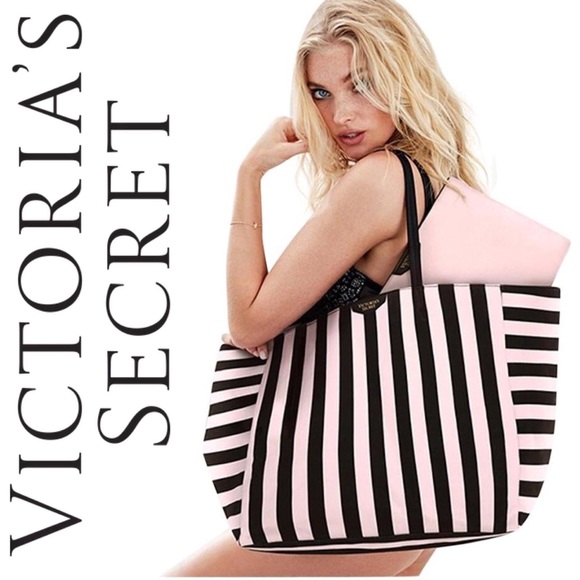 Victoria's Secret Handbags - 🎀 NWT VICTORIA’S SECRET TOTE WITH CLUTCH Stripe